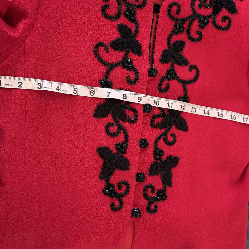 Albert Nipon Evening Red Embellished Jacket – Size 6 - FREE SHIPPING! - Picture 6 of 7
